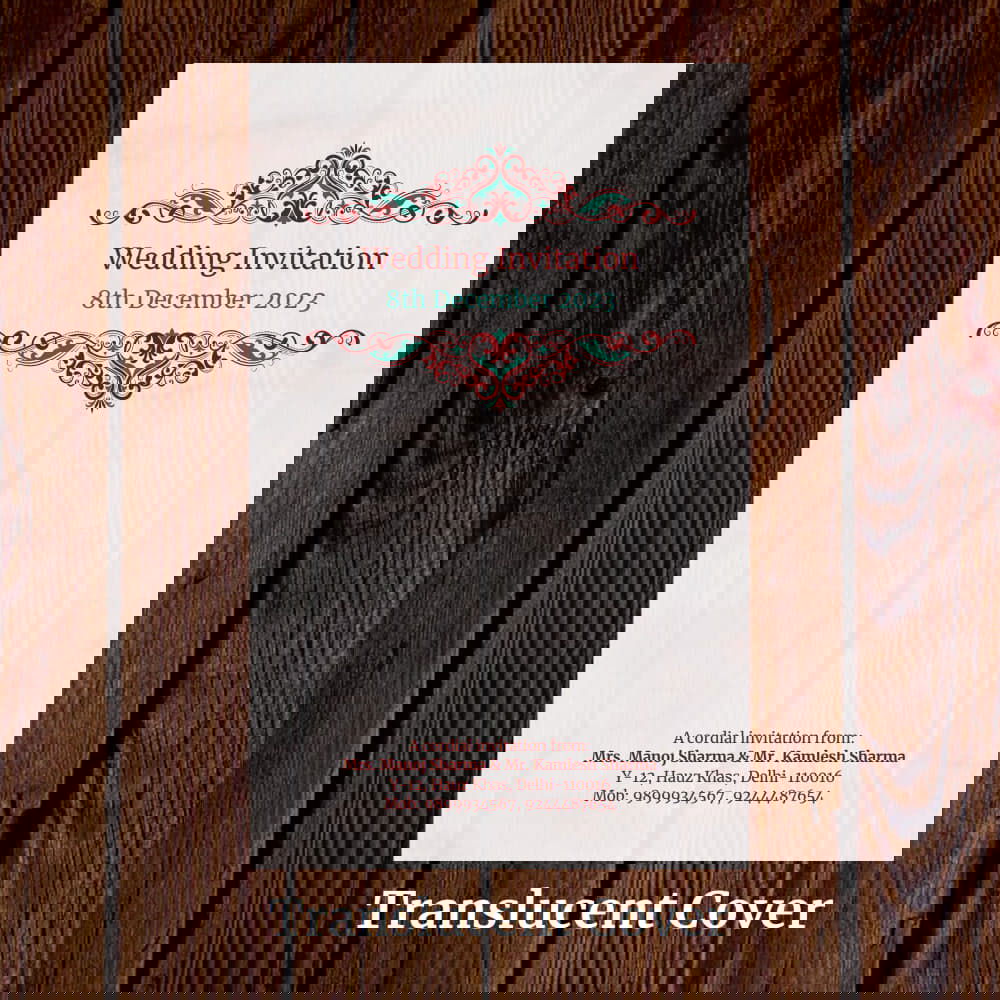 KL2102 Translucent Cover Luxury Wedding Card - Kalash Cards