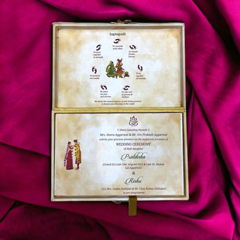 KL2105 MDF Box Type Wedding Card with 2 Thick Inserts - Kalash Cards