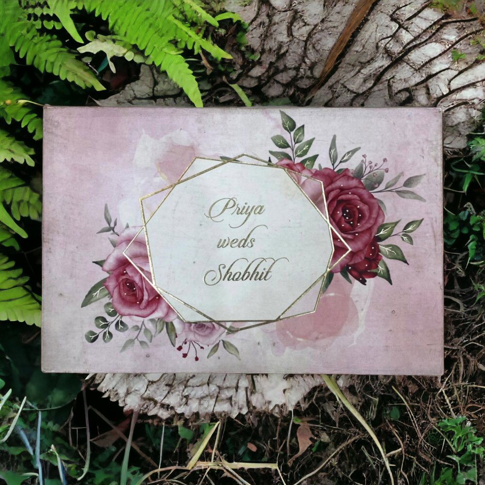 KL2106 MDF Box Type Wedding Card with 2 Thick Inserts - Kalash Cards