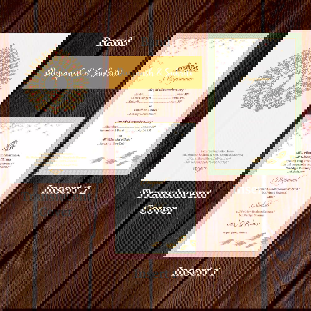 KL2124 Translucent Cover Luxury Wedding Card - Kalash Cards