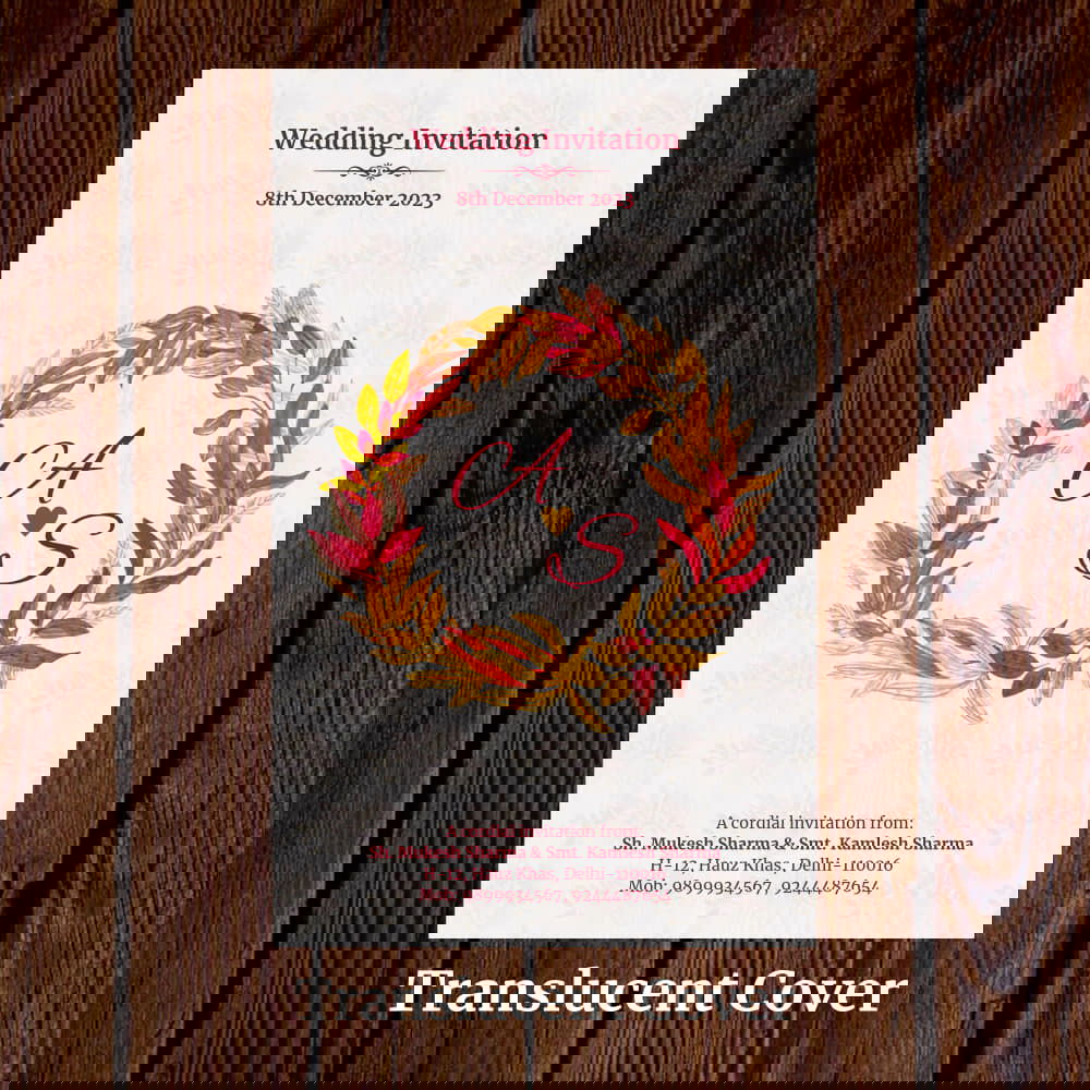 KL2125 Translucent Cover Luxury Wedding Card - Kalash Cards