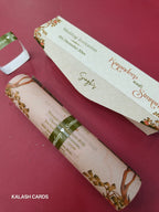 KL2149 Luxury Translucent Scroll Wedding Card with Matching Box Cover and Personalised Band-Kalash Cards