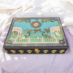 KL2163 Royal Peacock Design MDF Wedding Gift Box with Customisable 2 Gold Foil Printed Cards (2 Jars) - Kalash Cards