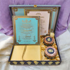 KL2163 Royal Peacock Design MDF Wedding Gift Box with Customisable 2 Gold Foil Printed Cards (2 Jars) - Kalash Cards