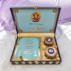 KL2163 Royal Peacock Design MDF Wedding Gift Box with Customisable 2 Gold Foil Printed Cards (2 Jars) - Kalash Cards
