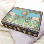 KL2163 Royal Peacock Design MDF Wedding Gift Box with Customisable 2 Gold Foil Printed Cards (2 Jars) - Kalash Cards