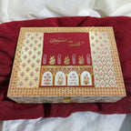 KL2165 Royal Booti Floral Design MDF Wedding Gift Box with Customisable Translucent Cover 2 Gold Foil Printed Cards (2 Jars) - Kalash Cards