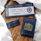 KL2181-1 Passport Wedding Card (1 Paper Passport, 1 Boarding Pass, 1 Band) - Kalash Cards