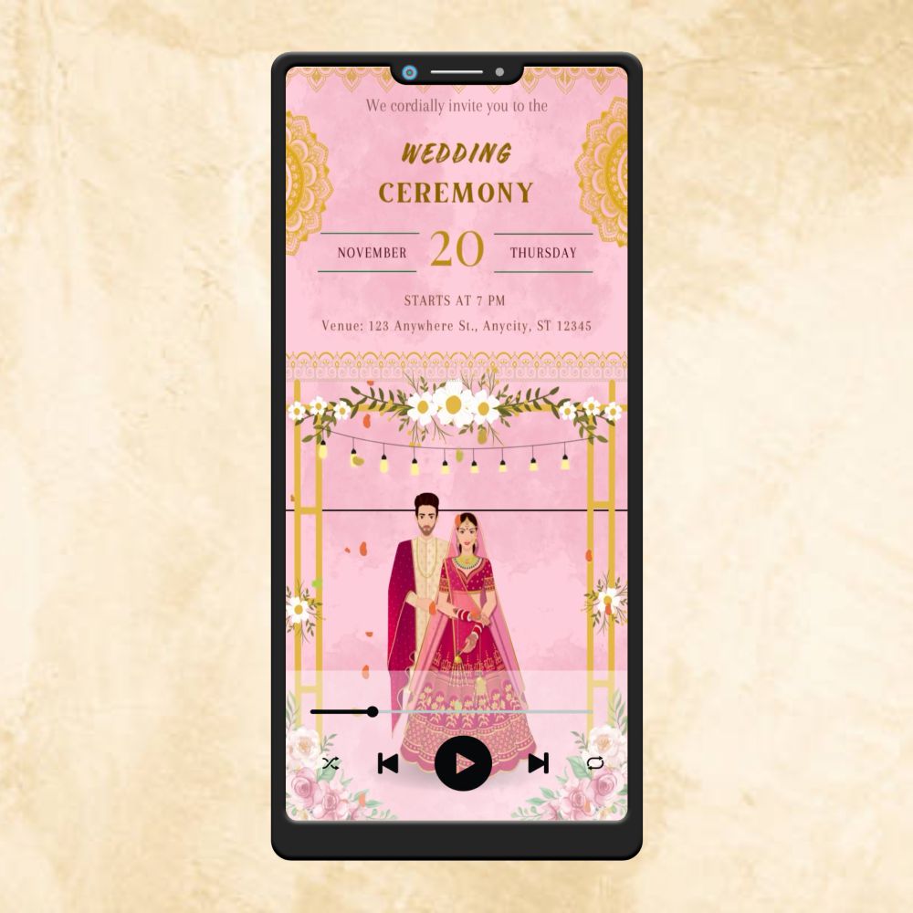 KL21 Floral Theme Premium Hindu Video Wedding Invitation-Kalash Cards