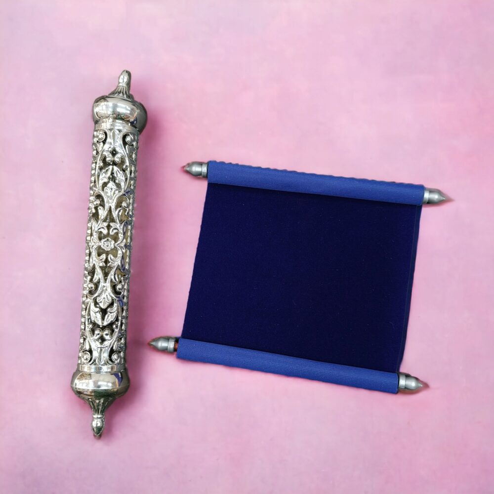 KL21 Velvet Fabric Scroll Wedding Card With Designer Plastic Holder - Kalash Cards