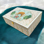 KL2207 Royal Elephant Pichwai Floral Design MDF Wedding Gift Box with Customisable 2 Gold Foil Printed Cards (4 Jars) - Kalash Cards