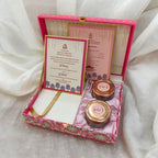 KL2209 Royal Flower Design MDF Wedding Gift Box with Customisable 2 Printed Cards (2 Jars) - Kalash Cards