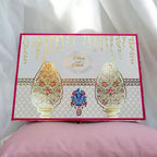 KL2209 Royal Flower Design MDF Wedding Gift Box with Customisable 2 Printed Cards (2 Jars) - Kalash Cards