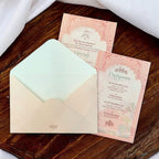 KL2211 Traditional Fort Design Luxury Wedding Invitation Card with 2 Printed Cards and Matching Envelope - Kalash Cards