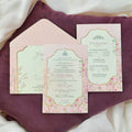 KL2213 Royal Floral Design Luxury Wedding Invitation Card with 2 Printed Cards and Matching Envelope - Kalash Cards