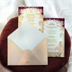 KL2216 Floral Arch Peacock Luxury Wedding Invitation Card with 2 Printed Cards and Matching Envelope - Kalash Cards