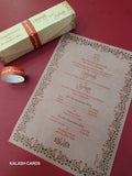 KL2231 Luxury Translucent Scroll Wedding Card with Matching Box Cover and Personalised Band-Kalash Cards