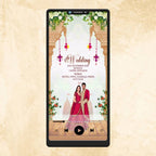 KL22 Floral Theme Premium Hindu Video Wedding Invitation-Kalash Cards