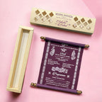 KL23 Velvet Fabric Scroll Wedding Card with Box - Kalash Cards
