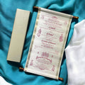 KL28 Satin Fabric Scroll Wedding Card with Box - Kalash Cards