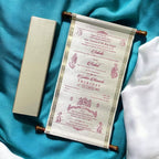 KL28 Satin Fabric Scroll Wedding Card with Box - Kalash Cards