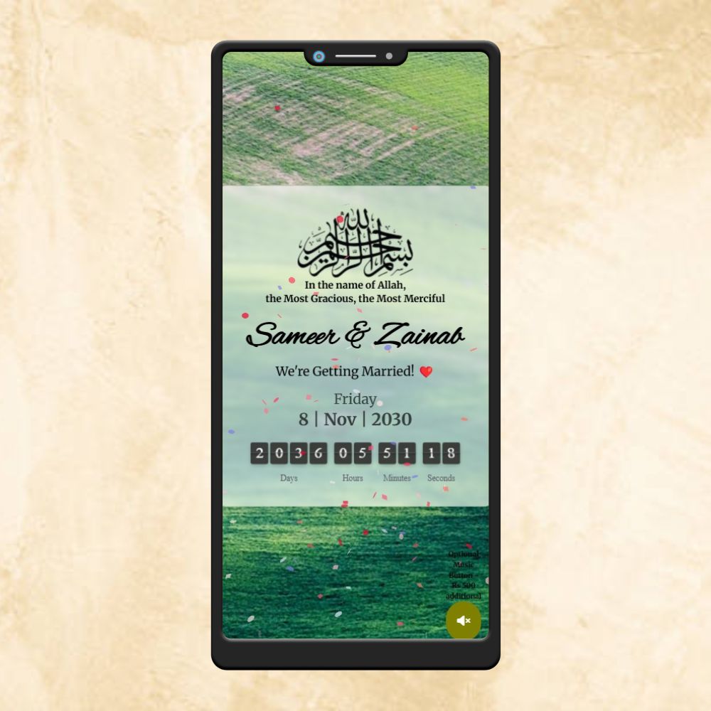 KL2 Muslim Wedding Website with Countdown, Couple Photo, Program Details, Venue Map & More-Kalash Cards