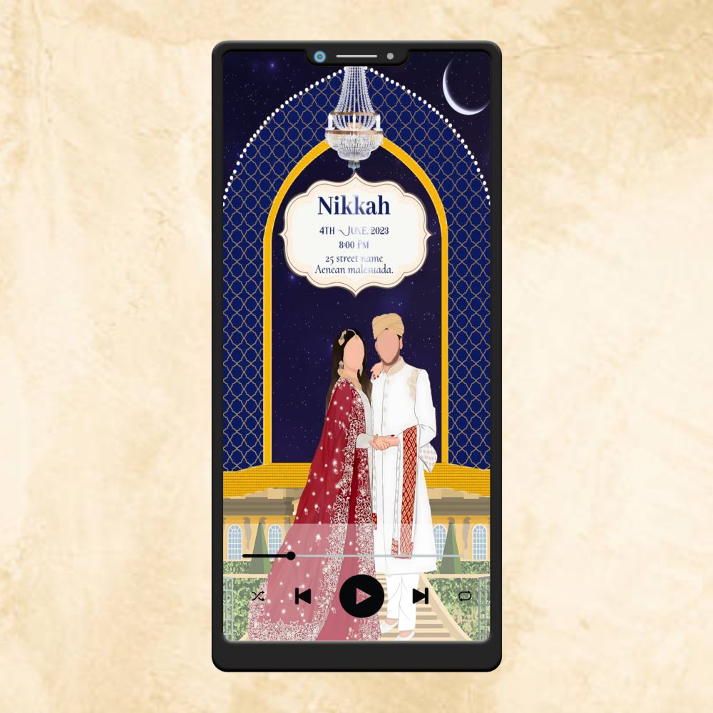 KL40 Floral Theme Premium Muslim Video Wedding Invitation-Kalash Cards