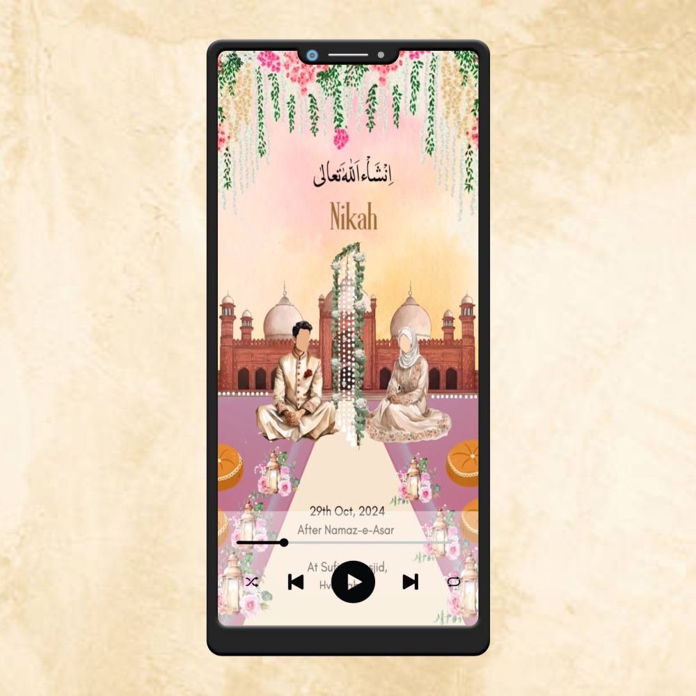 KL48 Traditional Theme Premium Muslim Video Wedding Invitation-Kalash Cards