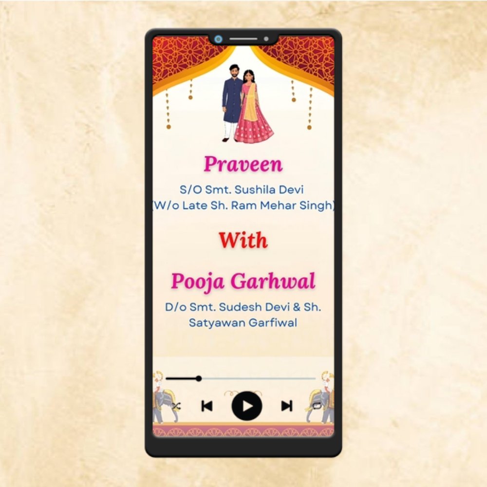 KL61Y Traditional Theme Premium Hindu Video Wedding Invitation-Kalash Cards