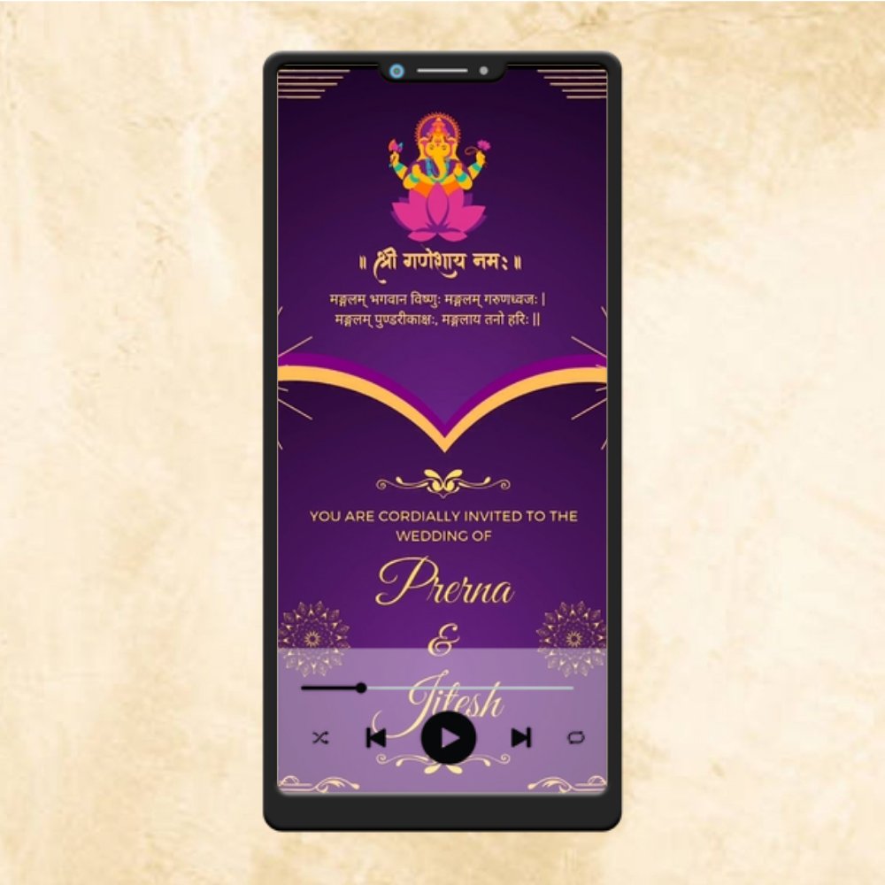 KL63Y Traditional Theme Premium Hindu Video Wedding Invitation-Kalash Cards