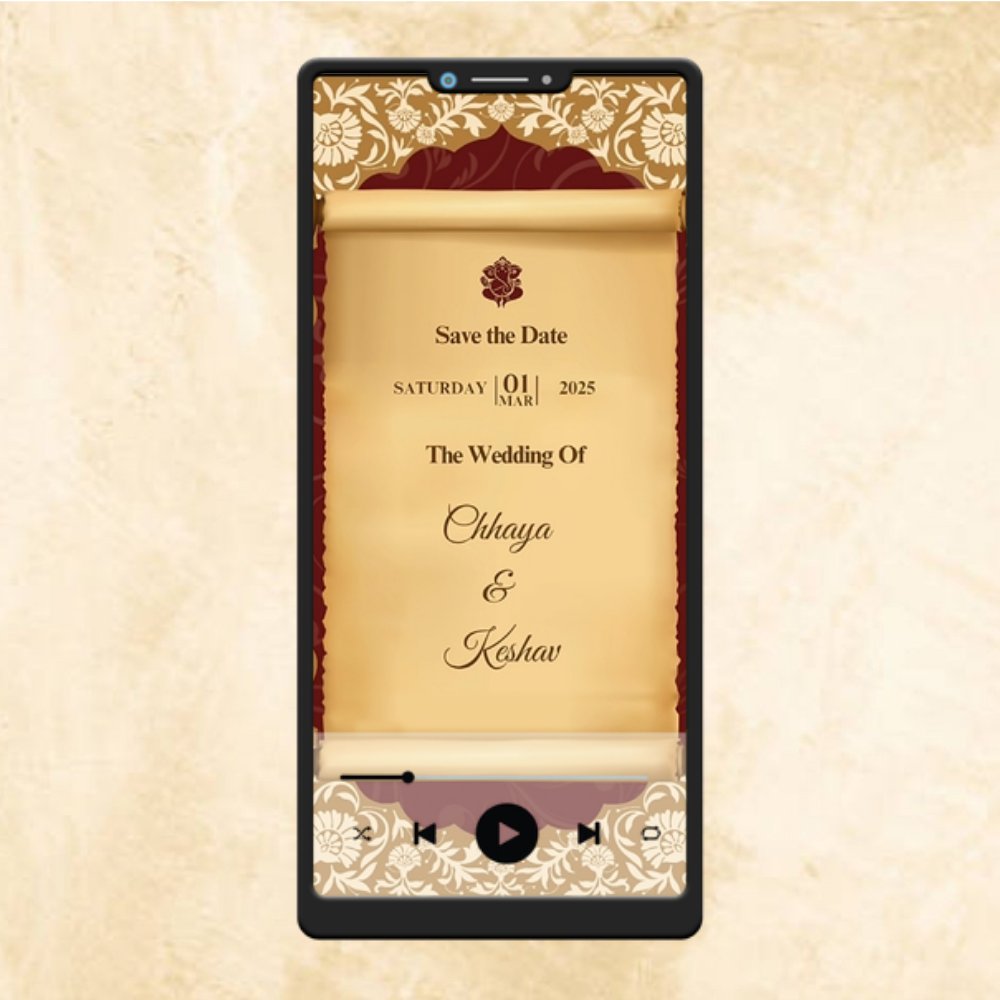 KL67Y Traditional Theme Premium Hindu Video Wedding Invitation-Kalash Cards