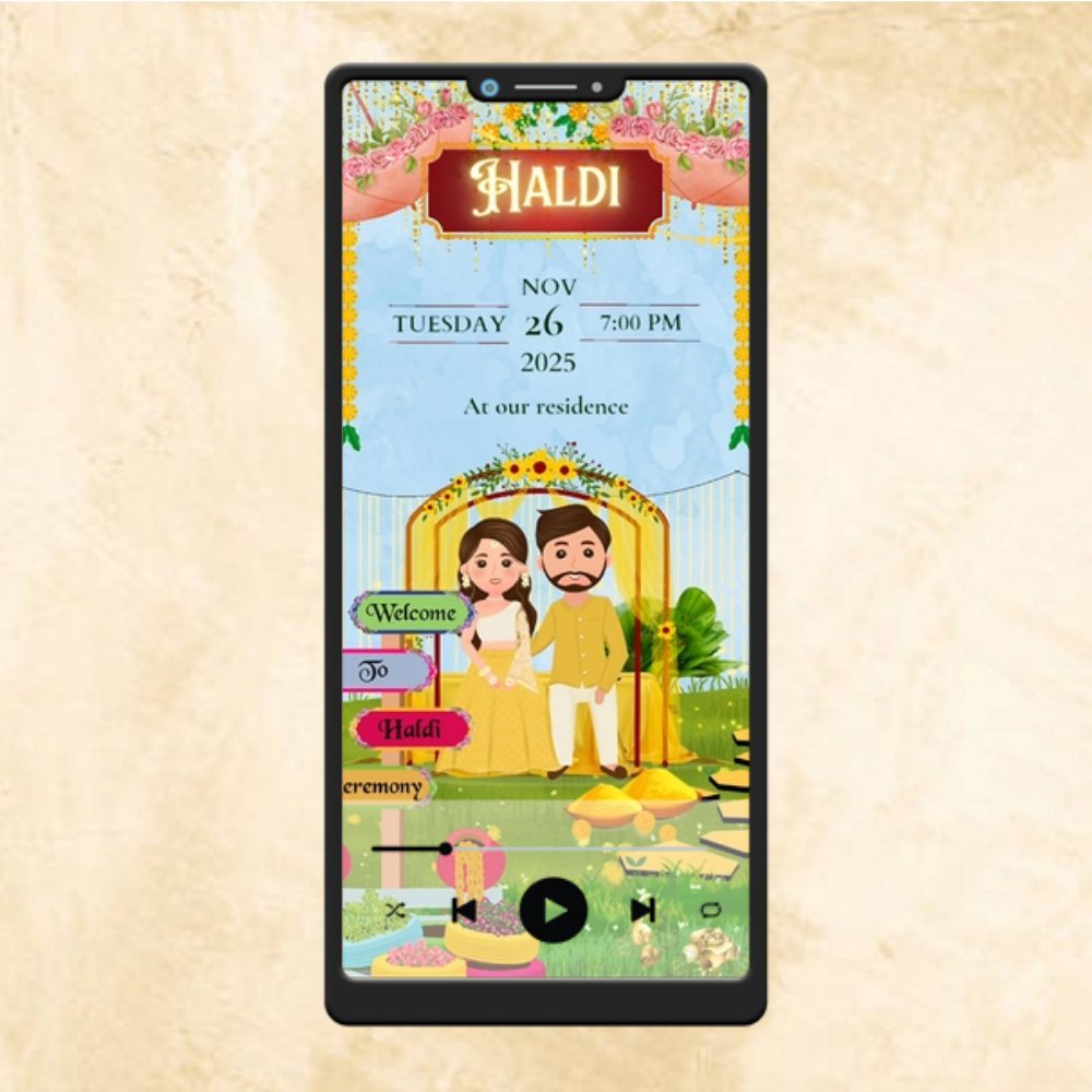 KL68Y Traditional Theme Premium Hindu Video Wedding Invitation-Kalash Cards