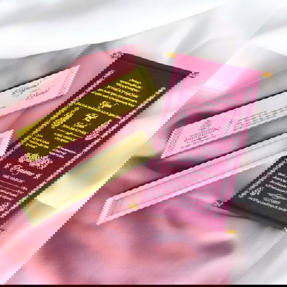 KL6 Velvet Fabric Scroll Wedding Card with Box - Kalash Cards