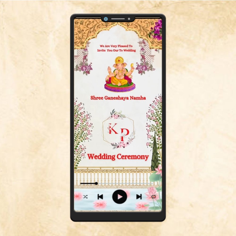 KL70Y Traditional Theme Premium Hindu Video Wedding Invitation-Kalash Cards