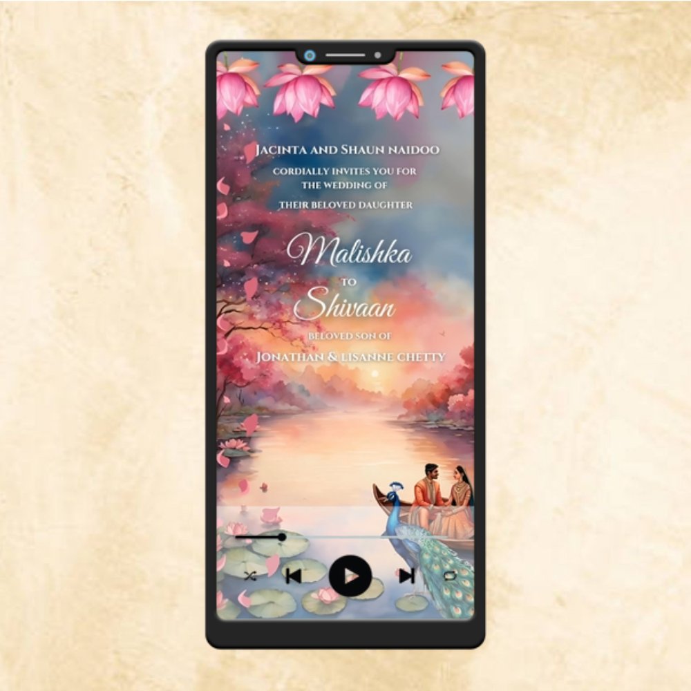 KL71Y Traditional Theme Premium Hindu Video Wedding Invitation-Kalash Cards