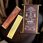 KL7 Satin Fabric Scroll Wedding Card with Box - Kalash Cards