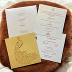 KL8001-3 Laser Cut Paper Wedding Card with 2 Card Inserts and 1 Envelope - Kalash Cards