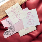 KL8001-4 Laser Cut Paper Wedding Card with 2 Card Inserts and 1 Envelope - Kalash Cards