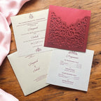KL8002-1 Laser Cut Paper Wedding Card with 2 Card Inserts and 1 Envelope - Kalash Cards