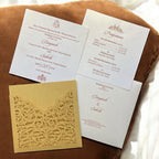 KL8002-3 Laser Cut Paper Wedding Card with 2 Card Inserts and 1 Envelope - Kalash Cards