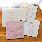 KL8002-4 Laser Cut Paper Wedding Card with 2 Card Inserts and 1 Envelope - Kalash Cards