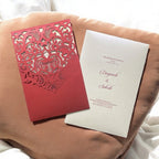 KL8004-1 Laser Cut Paper Wedding Card with 2 Card Inserts and 1 Envelope - Kalash Cards