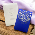 KL8005-2 Laser Cut Paper Wedding Card with 2 Card Inserts and 1 Envelope - Kalash Cards