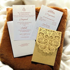 KL8005-3 Laser Cut Paper Wedding Card with 2 Card Inserts and 1 Envelope - Kalash Cards