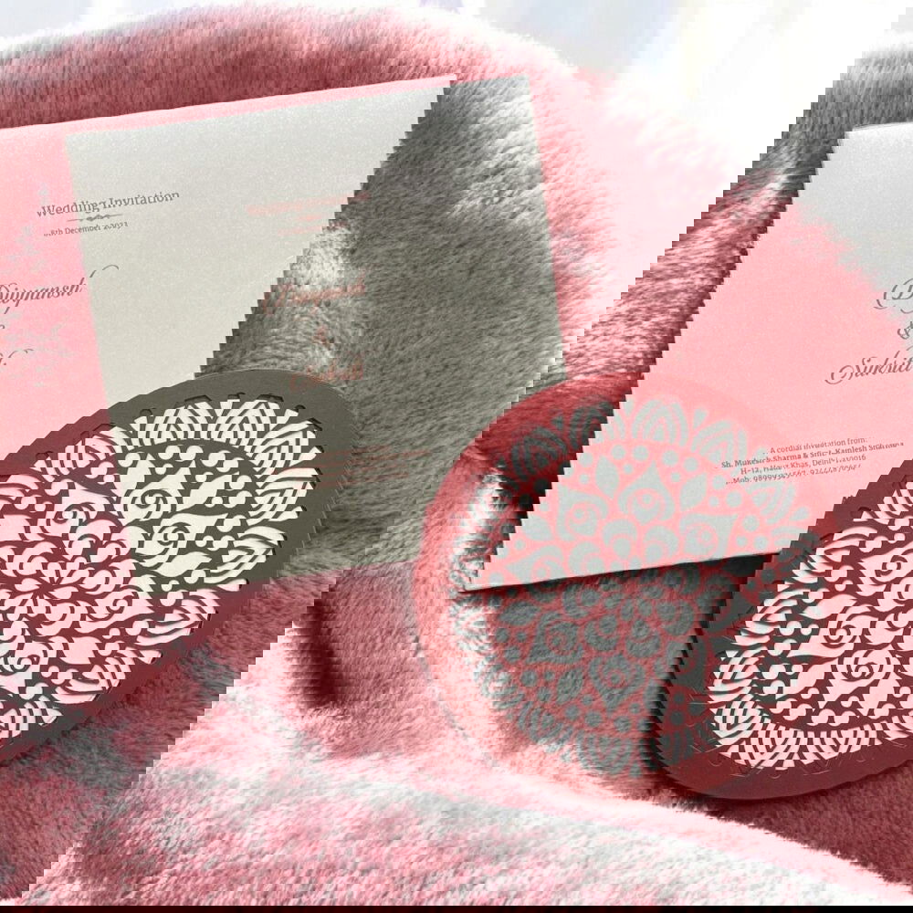 KL8006-1 Laser Cut Paper Wedding Card with 2 Card Inserts and 1 Envelope - Kalash Cards