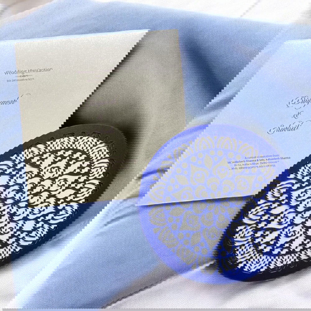 KL8006-2 Laser Cut Paper Wedding Card with 2 Card Inserts and 1 Envelope - Kalash Cards