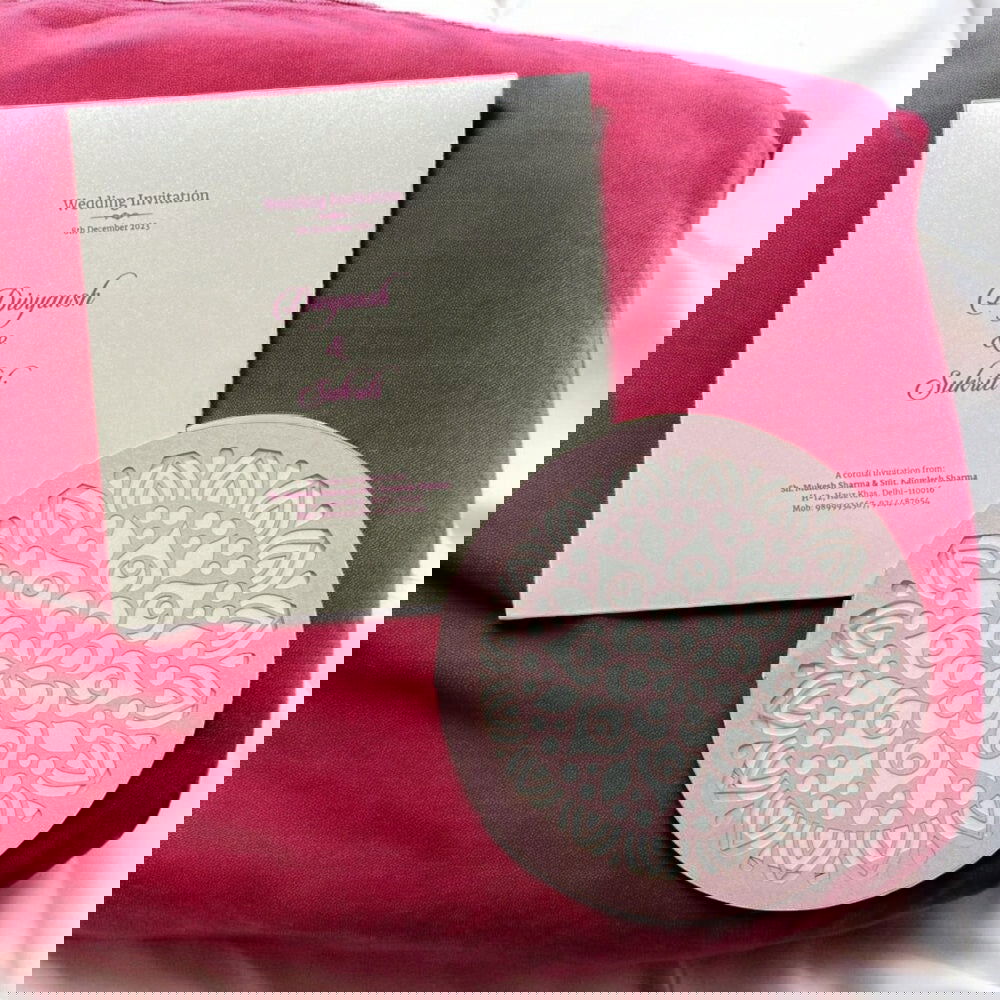 KL8006-4 Laser Cut Paper Wedding Card with 2 Card Inserts and 1 Envelope - Kalash Cards