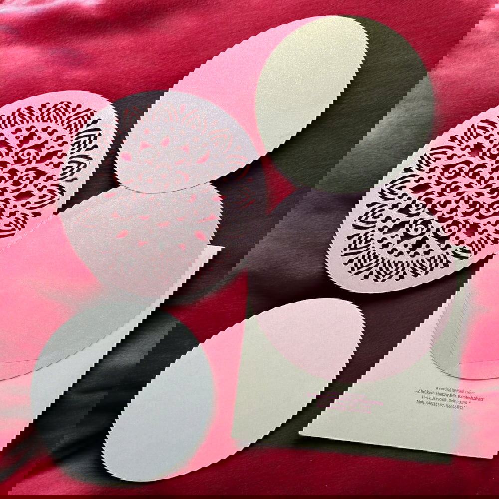 KL8006-4 Laser Cut Paper Wedding Card with 2 Card Inserts and 1 Envelope - Kalash Cards