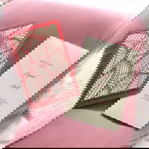 KL8007-1 Laser Cut Paper Wedding Card with 2 Card Inserts and 1 Envelope - Kalash Cards