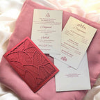 KL8007-1 Laser Cut Paper Wedding Card with 2 Card Inserts and 1 Envelope - Kalash Cards